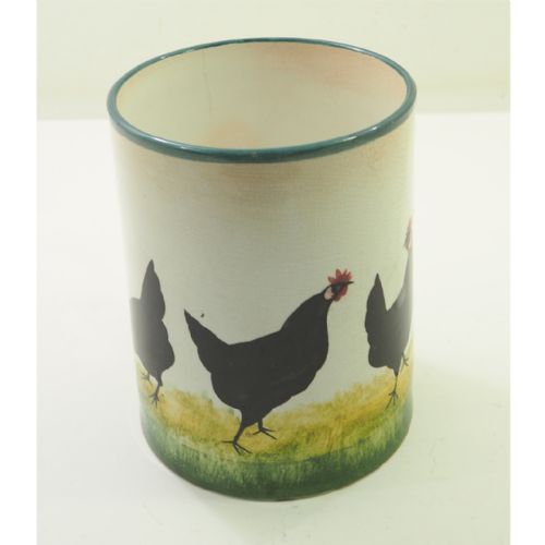 Large Scottish Wemyss Ware Black Hens Tankard