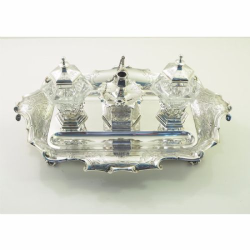 Superb Sterling Silver Desk Set by Barnard
