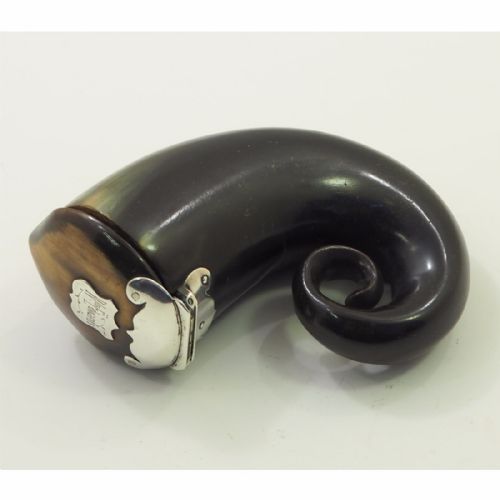 Fine Large Scottish Horn & Silver Snuff Mull