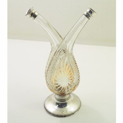 Victorian Cut Glass & Silver Table Condiment Set