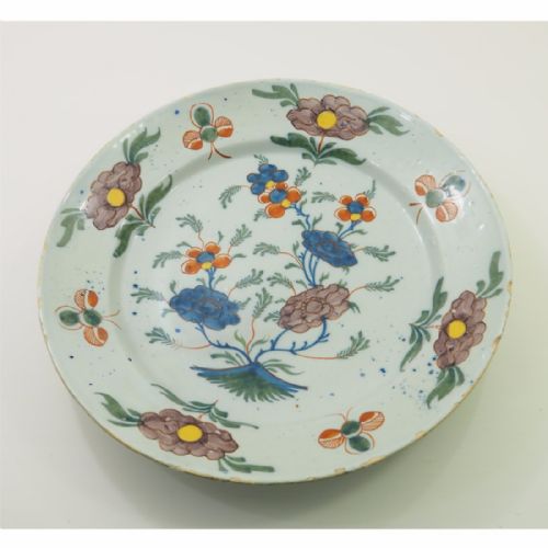 Superb Large English Delft Polycrome Charger