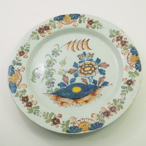 Superb Large English Delft Polycrome Charger