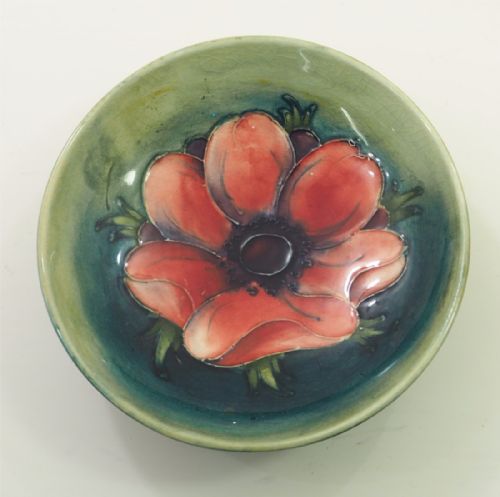 Small Moorcroft England Anemone Green Dish