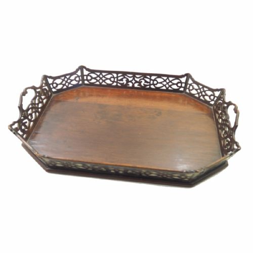 Fine Late Georgian Mahogany Fret Design Tray