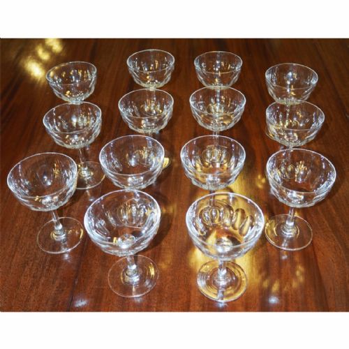 Superb Set of 14 Edwardian Champagne Glasses