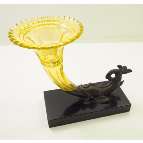fig 1. REGENCY SLATE, BRONZE & GLASS CORNUCOPIA