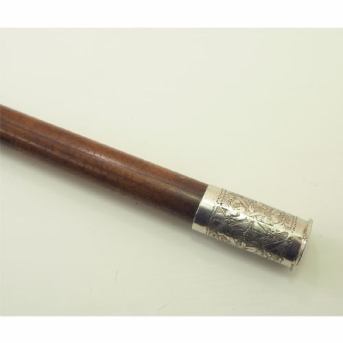Unusual Asian Silver Topped Walking Cane