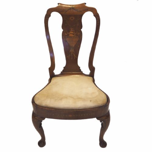 fig 1. FINE PAIR GEORGE I WALNUT & MARQUETRY CHAIRS