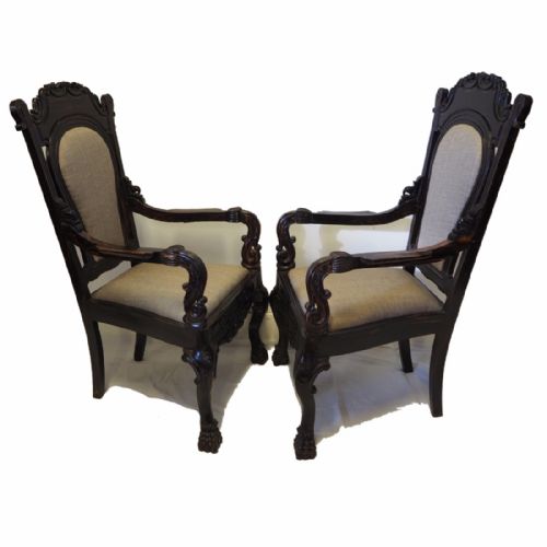 fig 1. RARE PAIR OF SOLID CALLAMANDER HAND CHAIRS