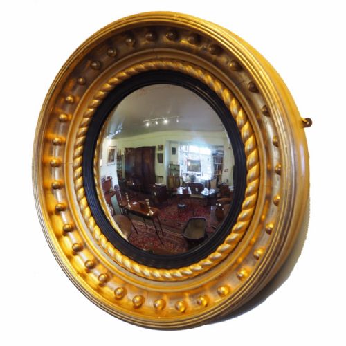 fig 1. GOOD LARGE REGENCY GILDED CONVEX MIRROR