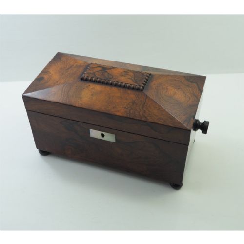 Regency Rosewood Tea Caddy. Complete. C. 1825