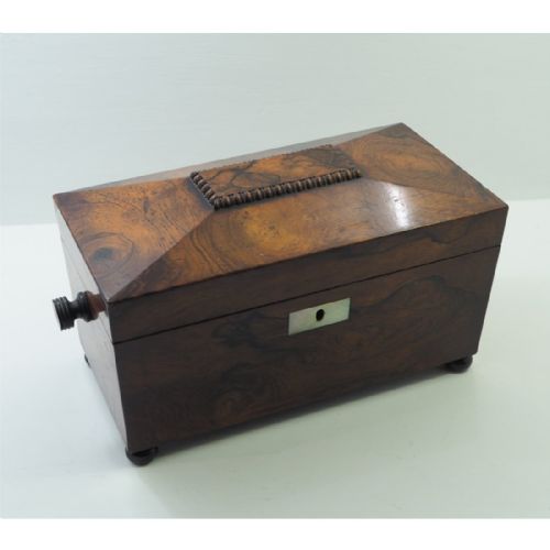 fig 1. REGENCY ROSEWOOD TEA CADDY. COMPLETE. C. 1825