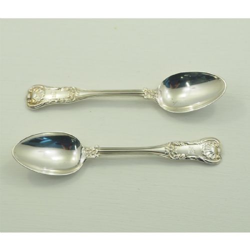 Pair of Glasgow Kings Pattern Silver Teaspoons