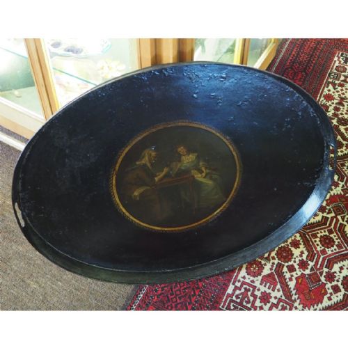 Huge Georgian Toleware Oval Tray. C. 1820
