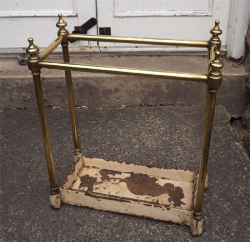 Heavy Victorian Brass & Iron Stick Stand