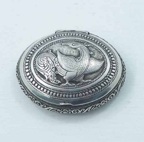 Continental Silver Pill Box with Phoenix