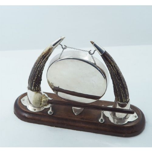Victorian Oak and Silver Plated Gong