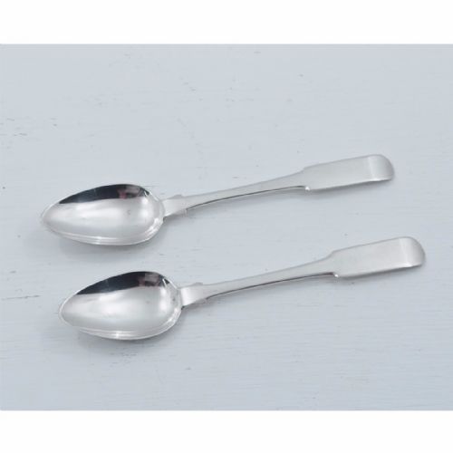 Pair Georgian Glasgow Silver Teaspoons