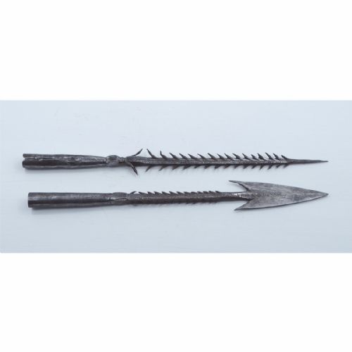 2 Antique African Barbed Iron Fish Spears