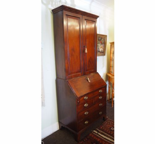 fig 1. GOOD GEORGE III RED WALNUT BUREAU BOOKCASE