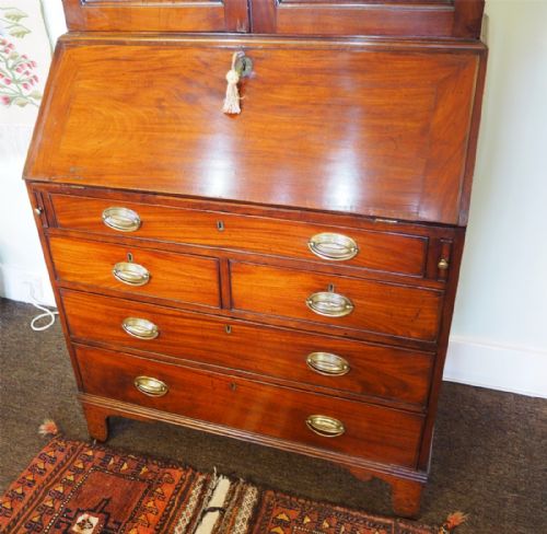 fig 2. GOOD GEORGE III RED WALNUT BUREAU BOOKCASE