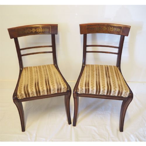 Pair of Regency Brass Inlaid Hand Chairs
