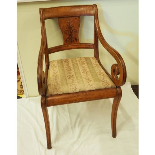 Unusual Regency Figured Elm Desk Chair