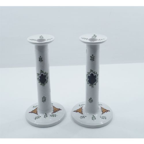 Rare Pair of Wemyss Turkey Candlesticks