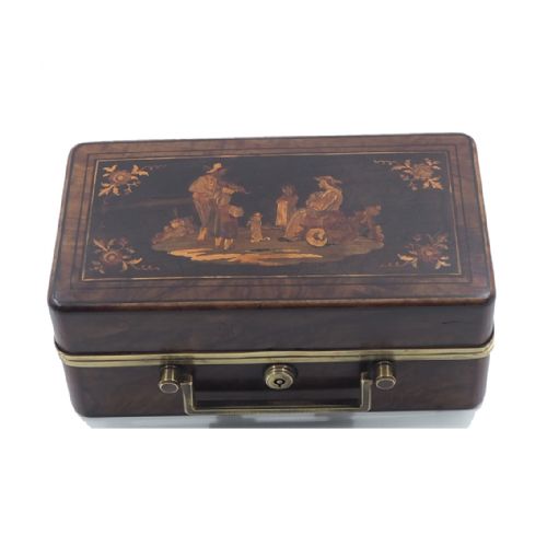 19th Century French Walnut & Marquetry Box