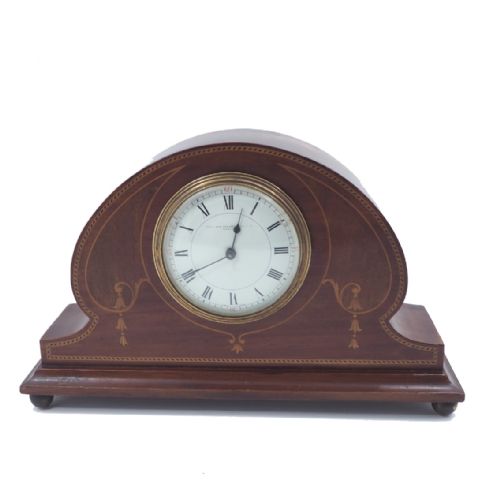 Edwardian Inlaid Mahogany Case Mantle Clock