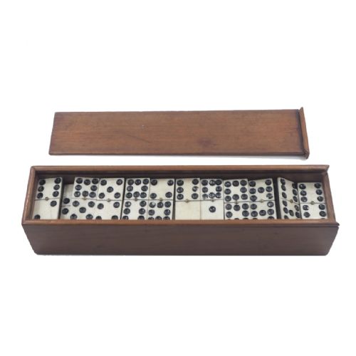 Boxed Set of Double 9 Ebony & Bone Dominoes