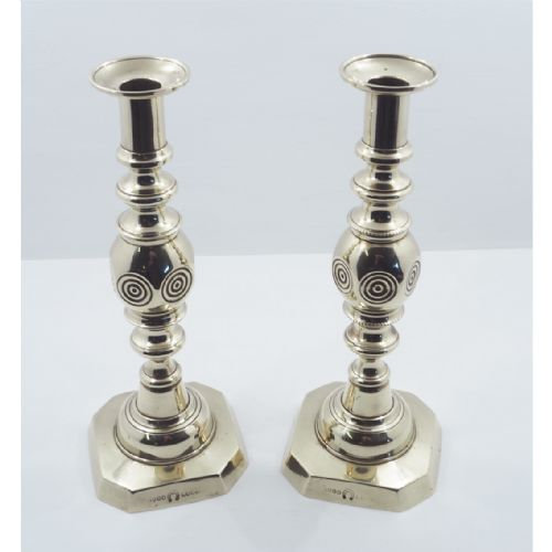 Large Pair of Top Quality Brass Candlesticks