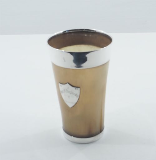 Large Size Horn & Silver Mounted Beaker