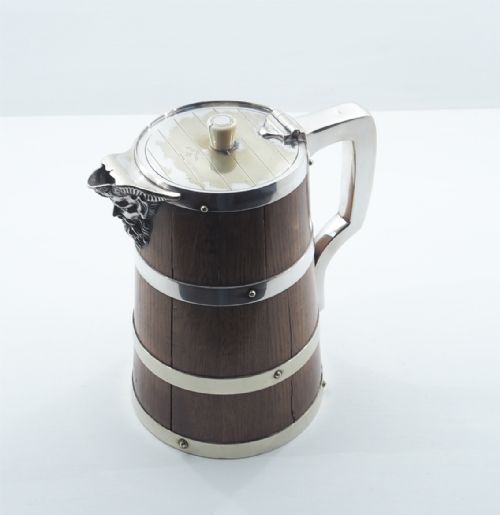 Large Edwardian Coopered Oak Tankard