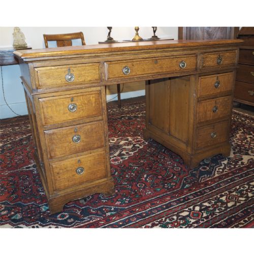 fig 1. VICTORIAN SOLID OAK PEDESTAL DESK