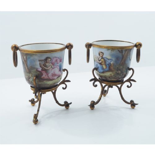 Beautiful Pair of Continental Cachepots. C. 1850