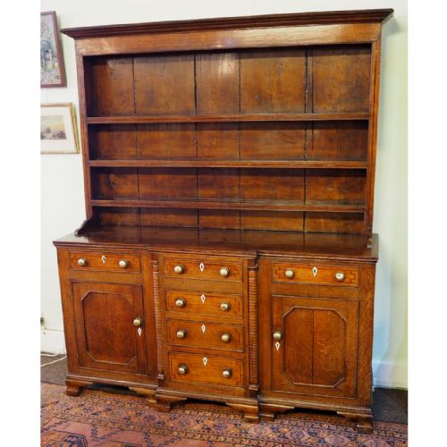 Untouched Georgian Oak Dresser and Rack