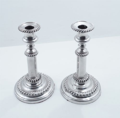 Pair Victorian Telescopic Plated Candlesticks