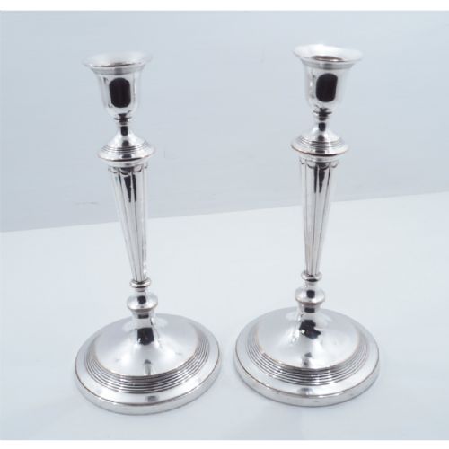 Pair Georgian Sheffield Plate Candlesticks