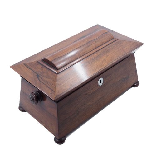 Fine Regency Rosewood Tea Caddy. Complete