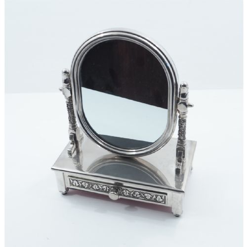 Unusual Italian Silver Plated Miniature Mirror