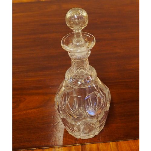 Regency Cut Glass Two Ring Decanter
