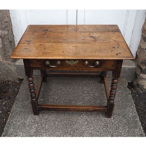 William & Mary Oak Bobbin Side Table