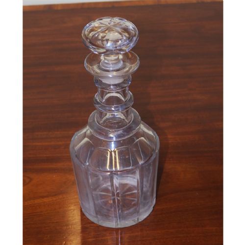 Regency Three Ring Cut Glass Decanter