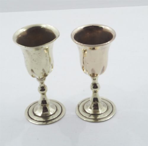 2 Georgian Brass Travelling Communion Cups