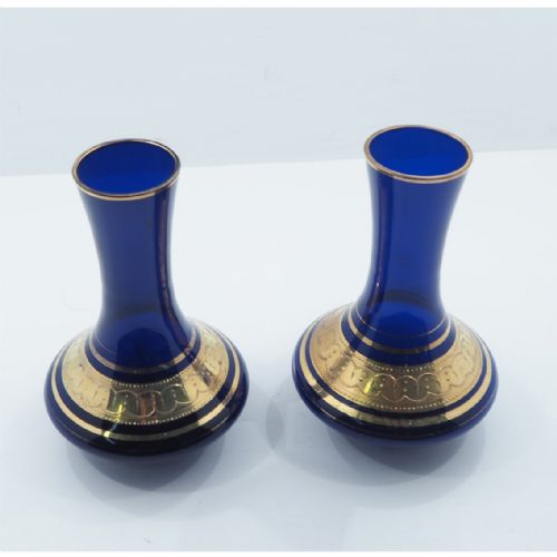 God Pair 19th Century Blue Glass Vases