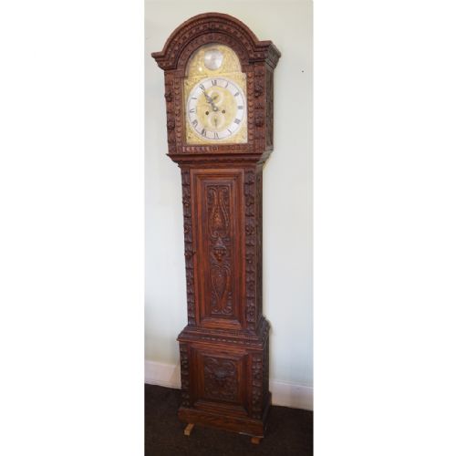Scottish Carved Oak Grandfather Clock