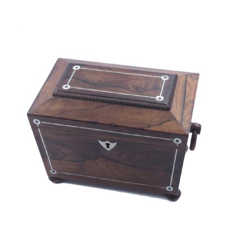 Regency Rosewood Tea Caddy. Complete.