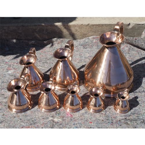 Good Set of 8 Victorian Copper Measures