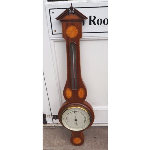 Edwardian Mahogany Banjo Anaroid Barometer